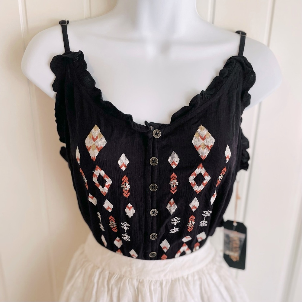 Shyanne Boho Sparkle Embroidery Flowy Summer Tank Sz Small - Picture 3 of 7